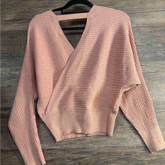No Comment Chic V-Neck Sweater in Soft Pink - Picture 5 of 7